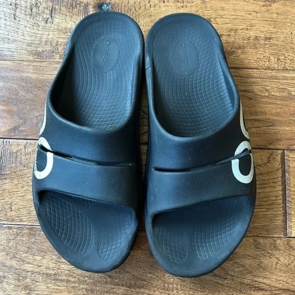 Oofos Oohahh Sport Slide Sandals Recovery Comfort Shoes Black Size Men 10 / W 12